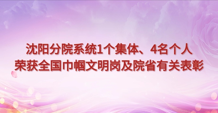 沈阳分院系统1个集体、4名个人荣获全国巾帼文明岗及院省有关表彰