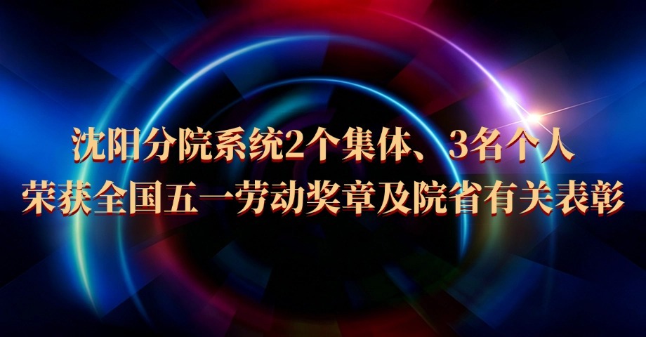 沈阳分院系统2个集体、3名个人荣获全国五一劳动奖章及院省有关表彰